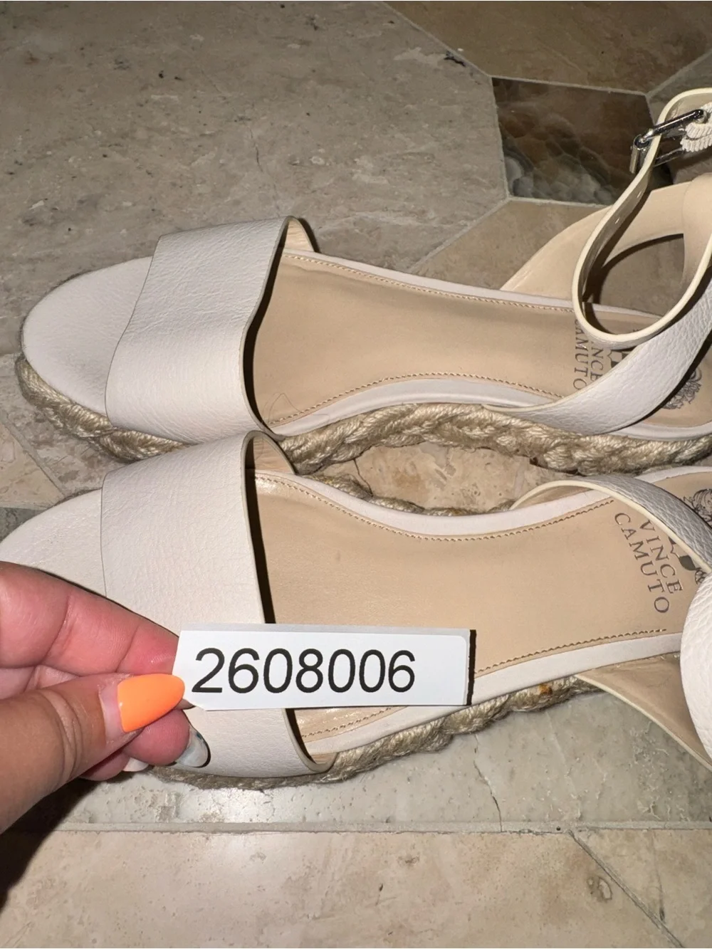 Vince Camuto Ivory Leather Espadrille Platform Sandals Size 9